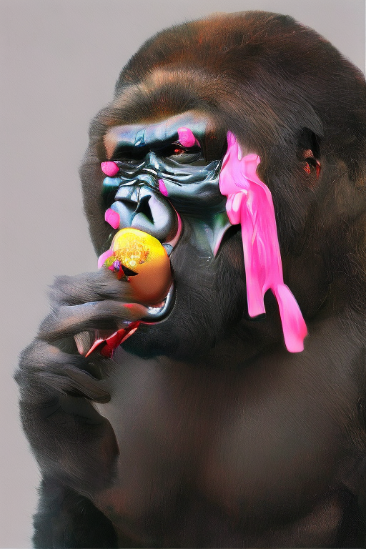 4266763303-2529685129-_lora_BigSleepAI_Custom_1_ bigsleepai, album cover art of a gorilla licking a lollipop, solid background color, abstract, portra.png